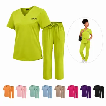 Women's Bow-Knot Scrub Set, Lightweight Salon Uniform
