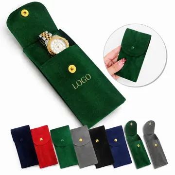 Velvet Watch Pouch with Secure Buckle for Travel Storage