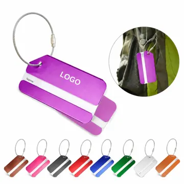 Laser Engraved Aluminum Alloy Luggage Tag with Wire Ring