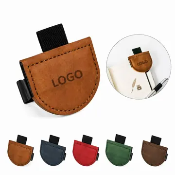 Leather Magnetic Bookmark with Pen Holder for Reading