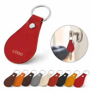 Genuine Leather Zinc Keychain with Metal Ring and Snap