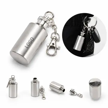 Stainless Steel Wine Bottle Flask Keychain, Rust-Resistant