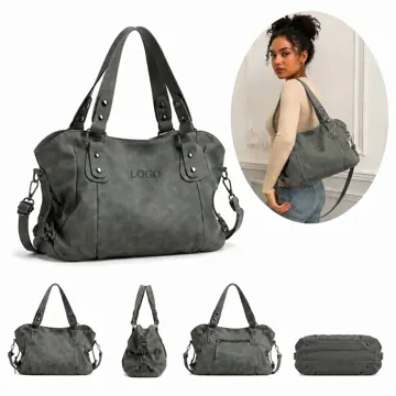 Vintage PU Tote Bag Large Capacity for Work and Travel