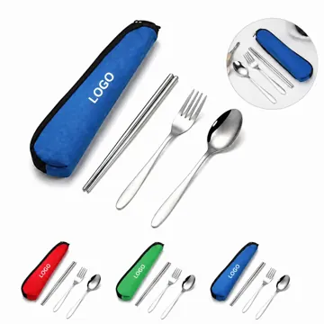Stainless Steel 3-Piece Cutlery Set with Travel Pouch