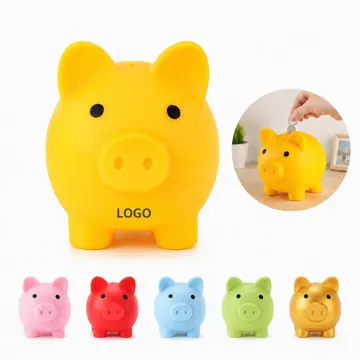 Unbreakable Vinyl Piggy Bank with Wide Slot and Bottom Plug