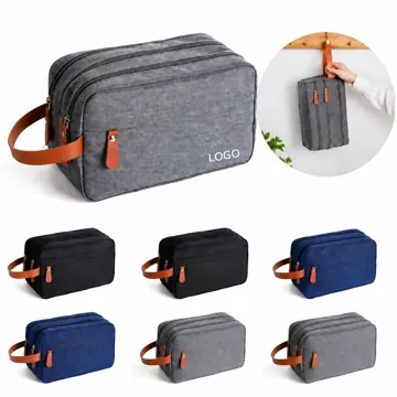Men's Double-Layer Water-Resistant Travel Toiletry Bag