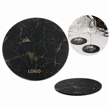 Marble Leather Round Coaster, Non-Slip Moisture-Absorbing