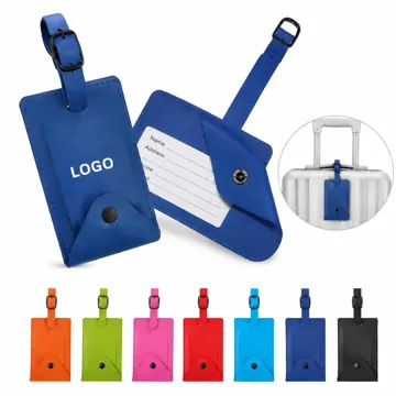 PU Leather Luggage Tag with Privacy Cover, Snap Button
