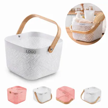 Wood Handle Hanging Mesh Basket for Kitchen Storage
