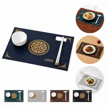 Leather Double-Side Square Placemat, Waterproof PVC Dining