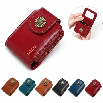 PU Leather Lipstick Case with Mirror, Compact Cosmetic
