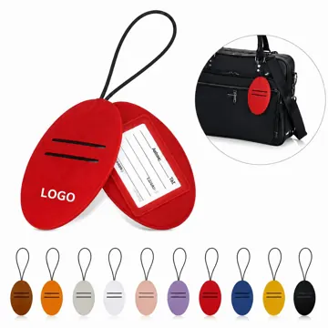 Waterproof Oval PU Leather Luggage Tag with ID Window