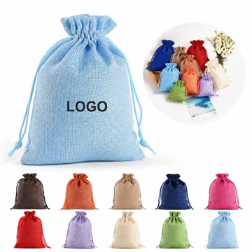 Natural Jute Burlap Drawstring Bag Multi-Size Storage