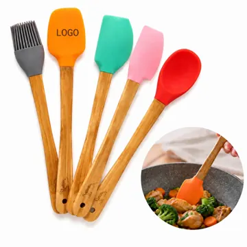 Bamboo Handle Silicone Spatula Set, Detachable Mini Kitchen