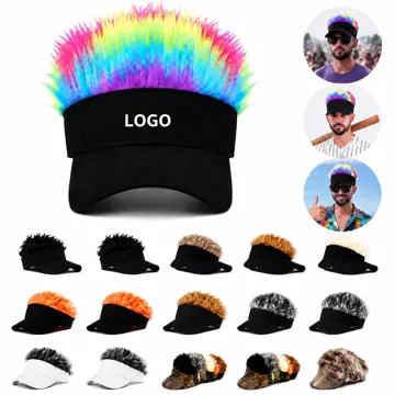 Adjustable Cotton Visor Hat with Natural-Looking Hair