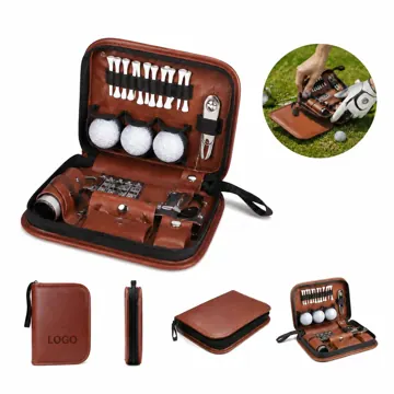 Large PU Leather Golf Accessory Bag with Multiple