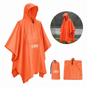 Multicolored Rain Poncho with Adjustable Hood