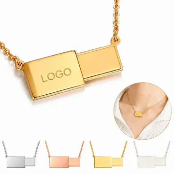 Stainless Steel Engraved Envelope Locket Necklace