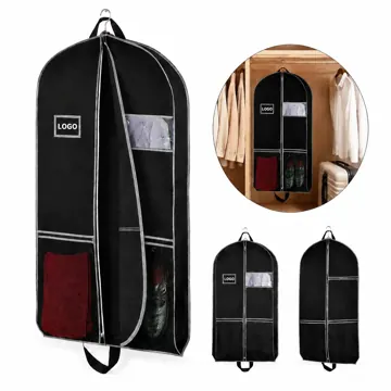 Black Breathable Nonwoven Garment Bag with Clear Front Panel