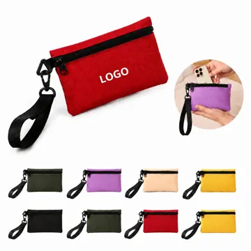 Mini Canvas Zipper Coin Purse with Durable Closure