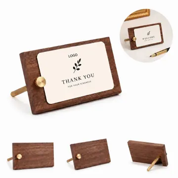 Solid Walnut Business Card Holder, Natural Wood Desk