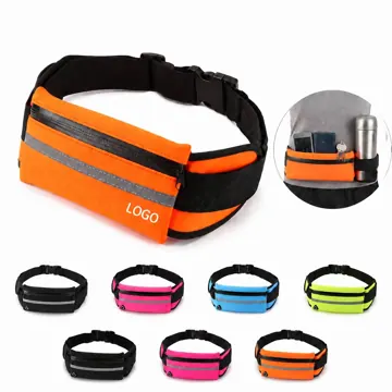 3-Pocket Running Belt Waist Pack with Reflective Accents