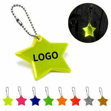 Reflective Star PVC Keychain for Night Safety, High