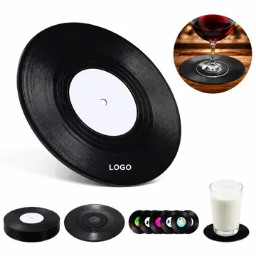 Retro Vinyl Record Coasters, Non-Slip Set for Drinks