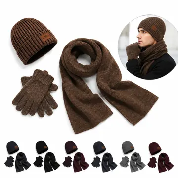Winter Knit Hat Scarf Gloves Set for Warm Outdoor Wear