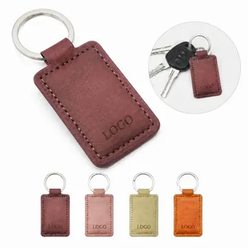 Custom LOGO PU Leather Keychain with Metal Ring, Durable
