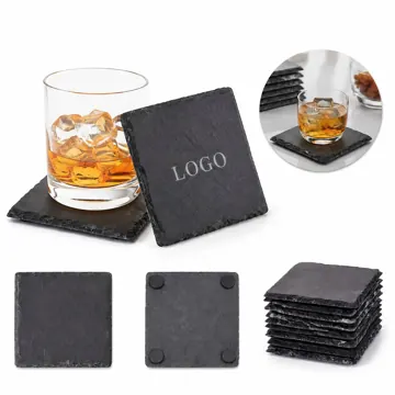 Natural Slate Coaster Set Heat Insulation Pad for Table