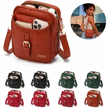 RFID Anti-theft Crossbody Leather Bag with Hidden Zipper