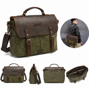 Men's Vintage Patchwork Briefcase Laptop Bag 15.6 Inch