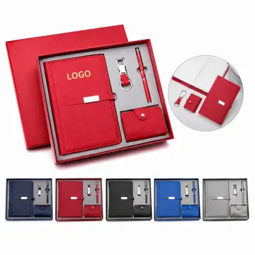 4-in-1 Notebook Pen Set with Card Holder and Keychain