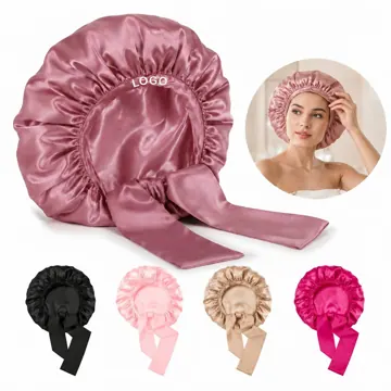 Adjustable Double Layer Satin Silk Sleep Bonnet for Hair