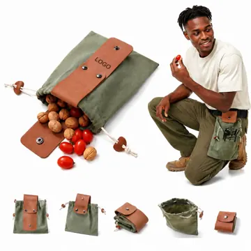 PU Leather Foraging Pouch with Belt Loop and Snap Closure