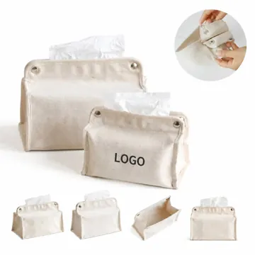 Canvas Foldable Tissue Box for Travel Home Office