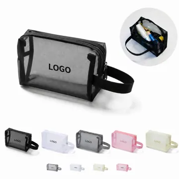 Nylon Mesh Makeup Bag, Transparent Travel Cosmetic Organizer