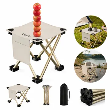 4-Leg Folding Camping Stool with Storage Bag, Portable