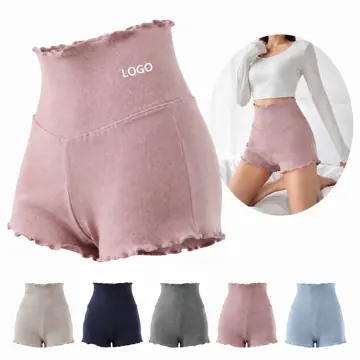 Women's Ruffle Hem Sports Shorts with Pockets for Running