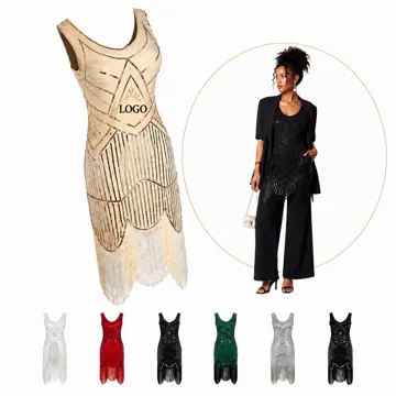 Shimmering Sequin Fringe Cocktail Dress for Party Evening