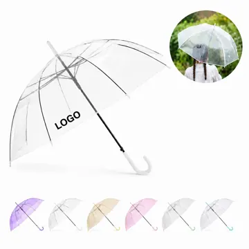Auto-Open Clear PVC Umbrella with Transparent Canopy