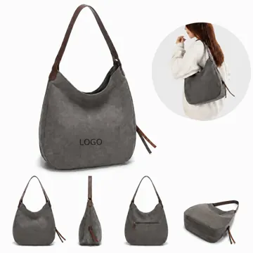 Korean Canvas Tote Bag with Multiple Pockets