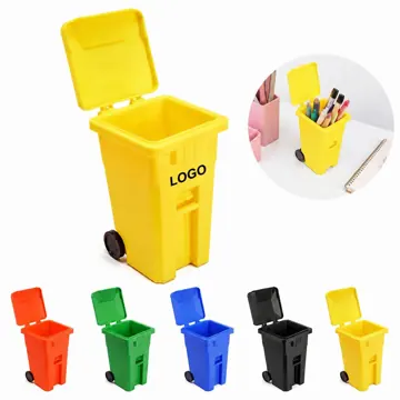 Mini Trash Can Organizer with Pencil Cup Holder for Desk