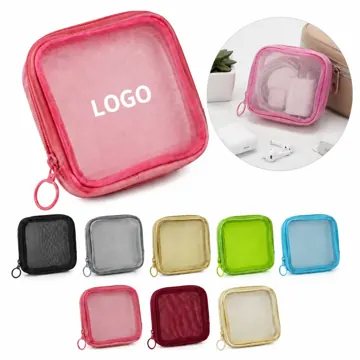 Transparent Mesh Travel Cosmetic Bag with Secure Zipper