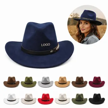 Vintage Wool Felt Cowboy Hat with Rolled Brim for Sun