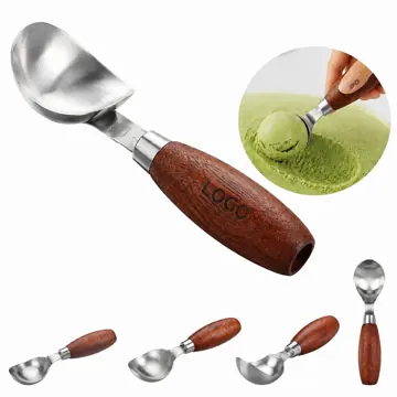 Stainless Steel Ice Cream Scoop, 6.5 Inch Wood Handle
