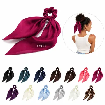 Satin Ribbon Scrunchie Hair Tie, Soft Elastic for Ponytails