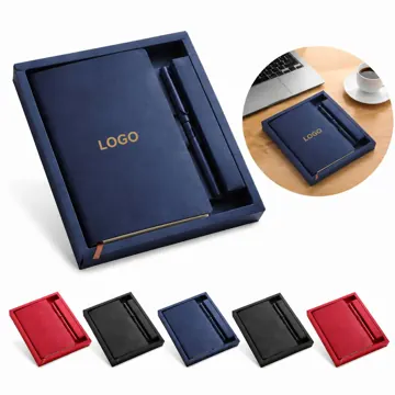 PU Leather A6 Notebook & Pen Gift Set, Compact Journal