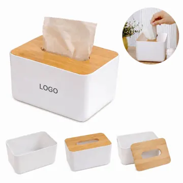 Bamboo Wood Tissue Box with Sliding Lid for Square Napkins